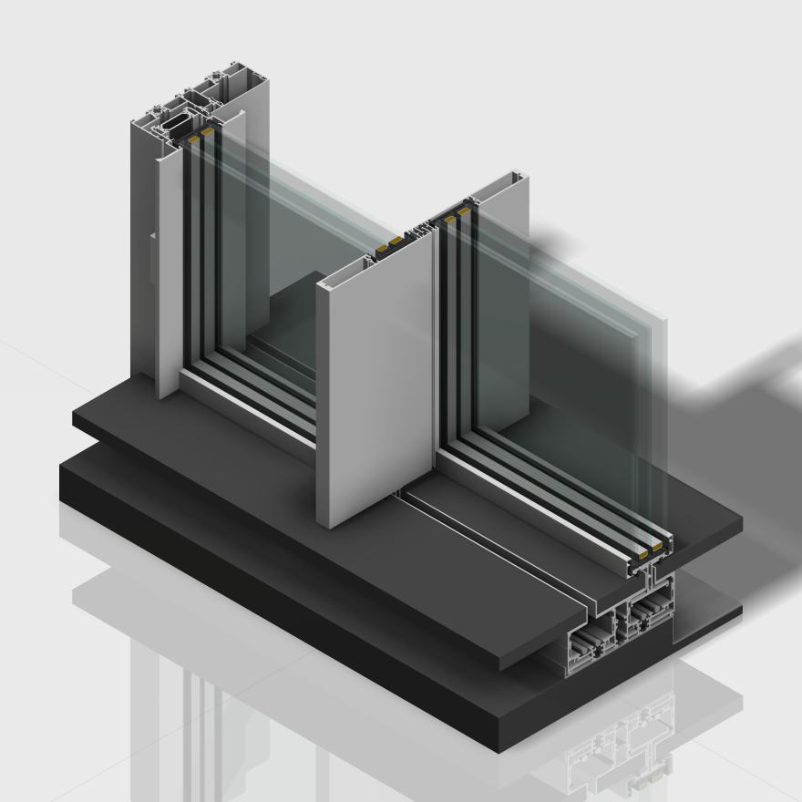 זכוכית בידודית מחוסמת 8 מ"מ עם מרווח אוויר של 20 מ"מ + 8 מ"מ להפחתה טרמית גבוהה ובידוד אקוסטי.