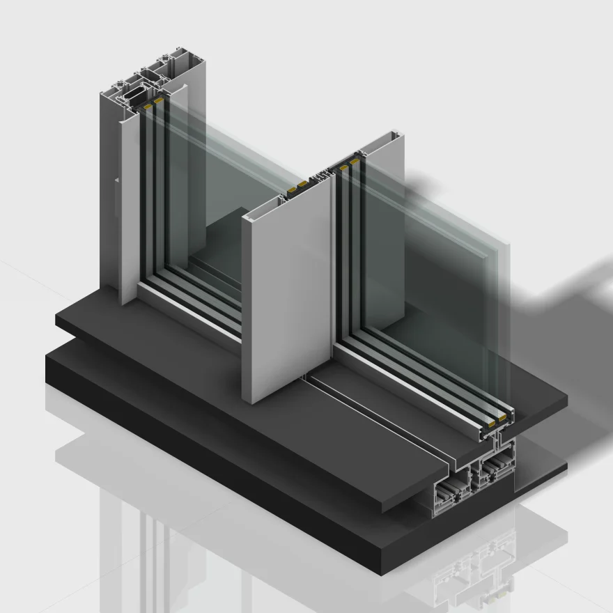 זכוכית בידודית מחוסמת 8 מ"מ עם מרווח אוויר של 20 מ"מ + 8 מ"מ להפחתה טרמית גבוהה ובידוד אקוסטי.