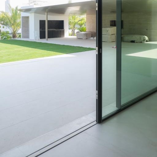 המסילה הסמויה מאפשרת קו אחיד בין פנים לחוץ, ללא מדרגה.